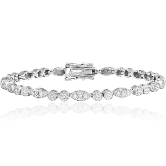 925 Sterling Silver Diamond Tennis Bracelet