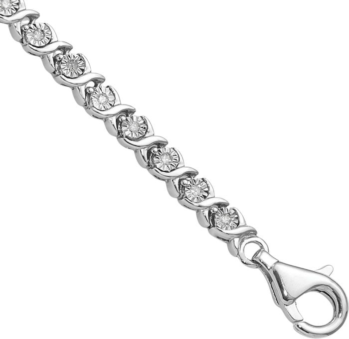 925 Sterling Silver Diamond Tennis Bracelet