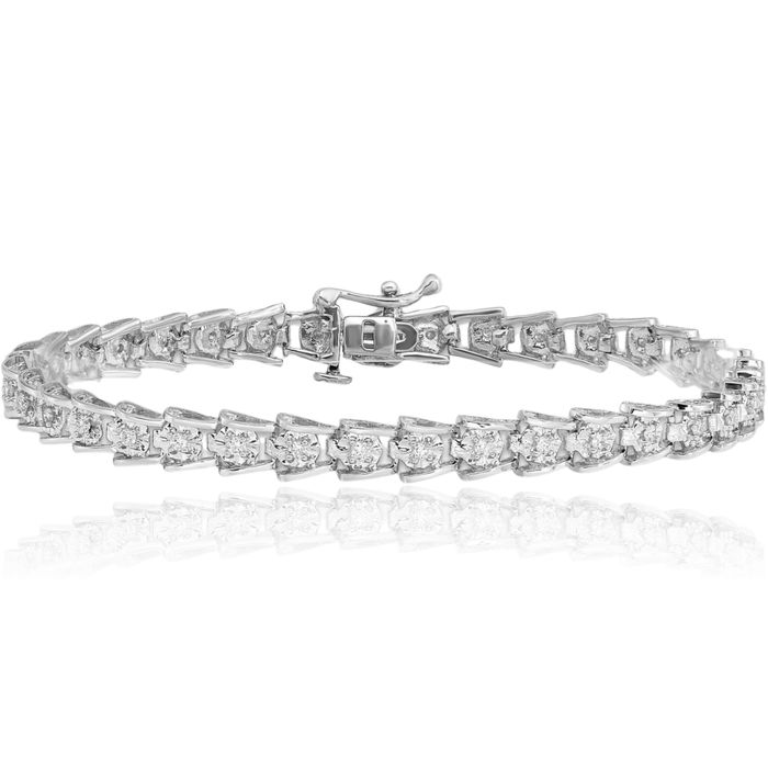 925 Sterling Silver Diamond Tennis Bracelet