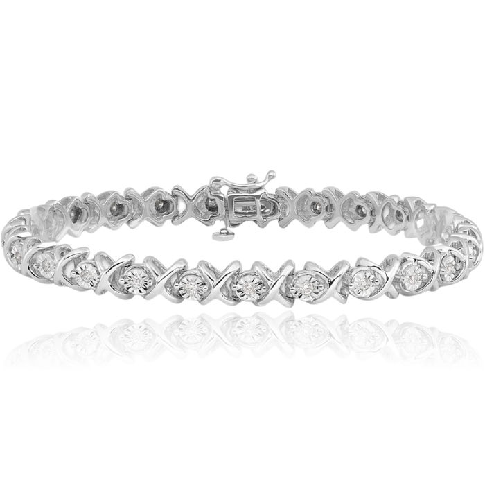 925 Sterling Silver Diamond Tennis Bracelet