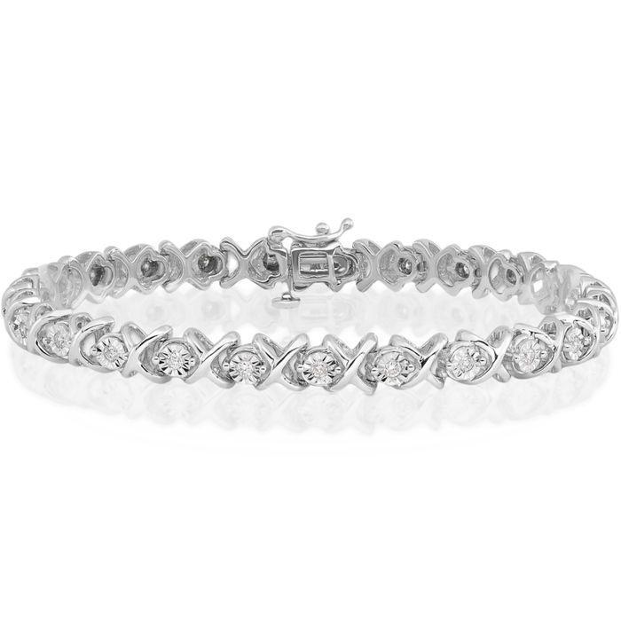 925 Sterling Silver Diamond Tennis Bracelet