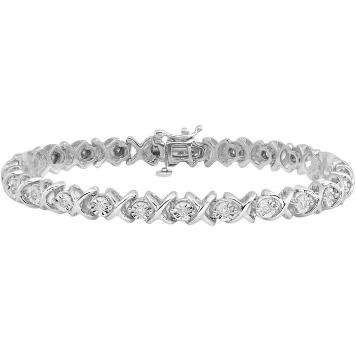 925 Sterling Silver Diamond Tennis Bracelet