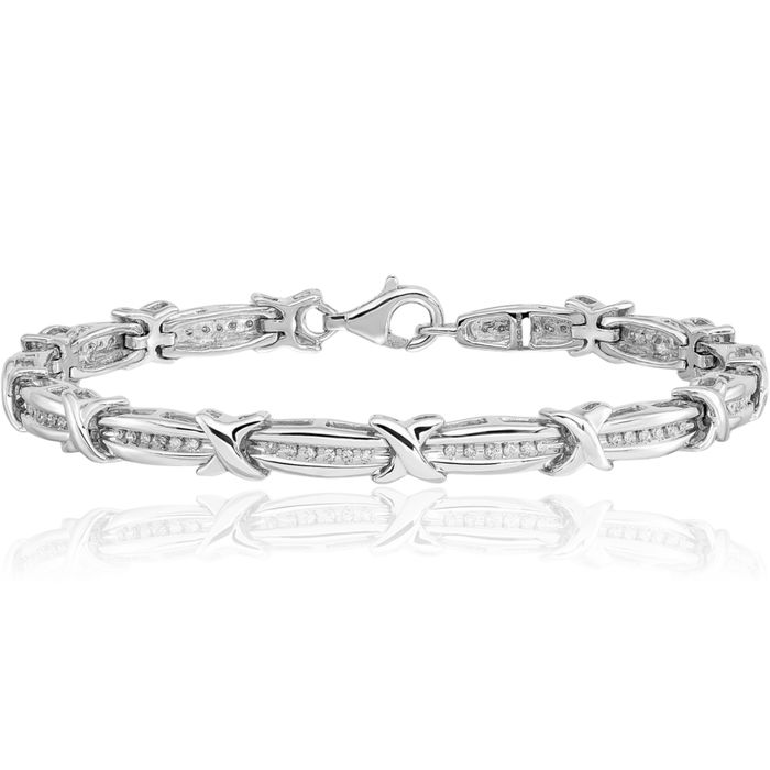 925 Sterling Silver Diamond Tennis Bracelet