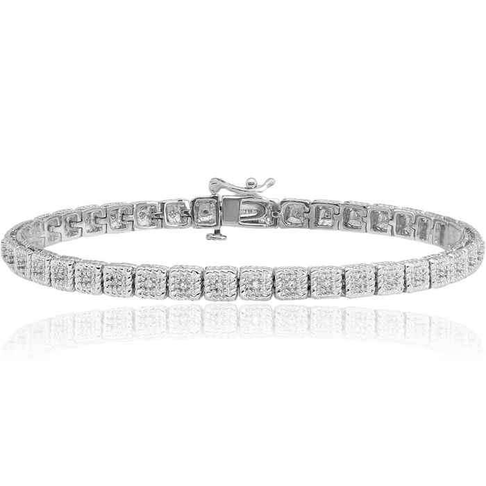 925 Sterling Silver Diamond Tennis Bracelet