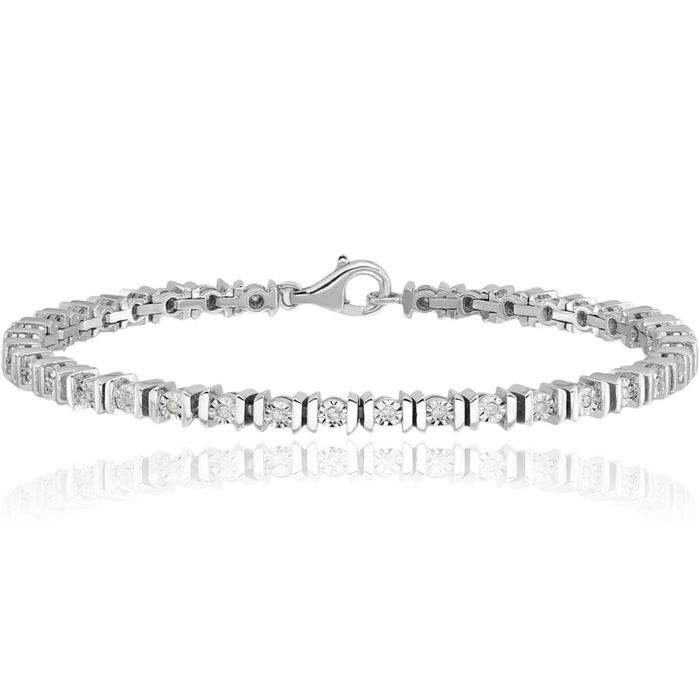 925 Sterling Silver Diamond Tennis Bracelet