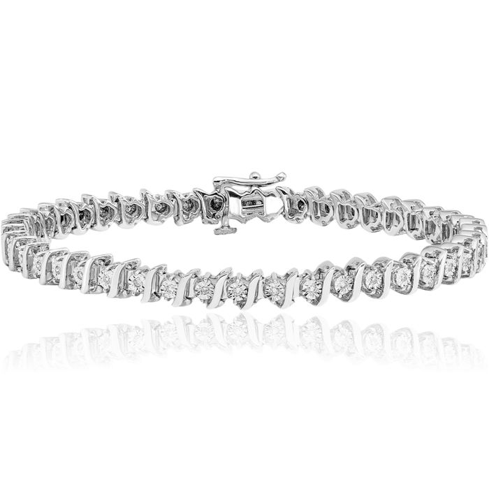 925 Sterling Silver Diamond Tennis Bracelet