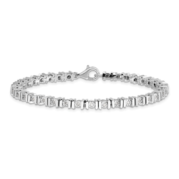 4ct Diamond Womens 2 Row Tennis Bracelet 925 Sterling Silver Ladies Jewelry 4 popular ct