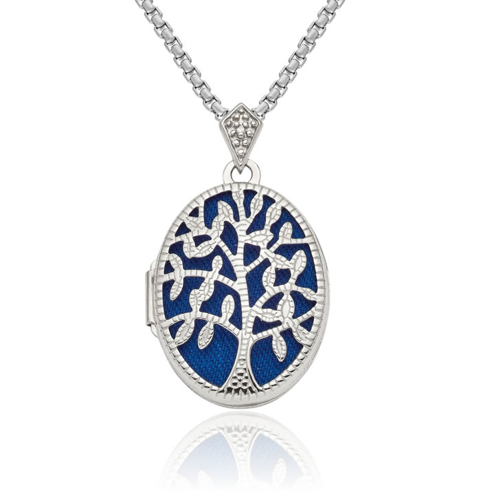 925 Sterling Silver Diamond Tree of Life Personalized Photo Locket Necklace Picture Pendant Charm