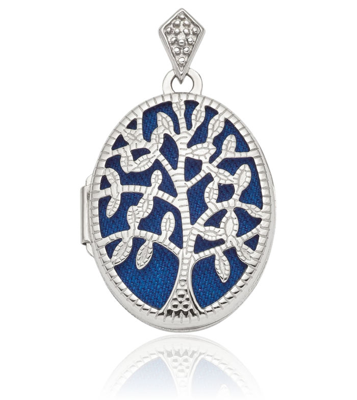 925 Sterling Silver Diamond Tree of Life Personalized Photo Locket Necklace Picture Pendant Charm