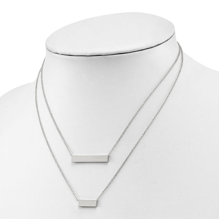 925 Sterling Silver Double Bar Chain Layering Necklace