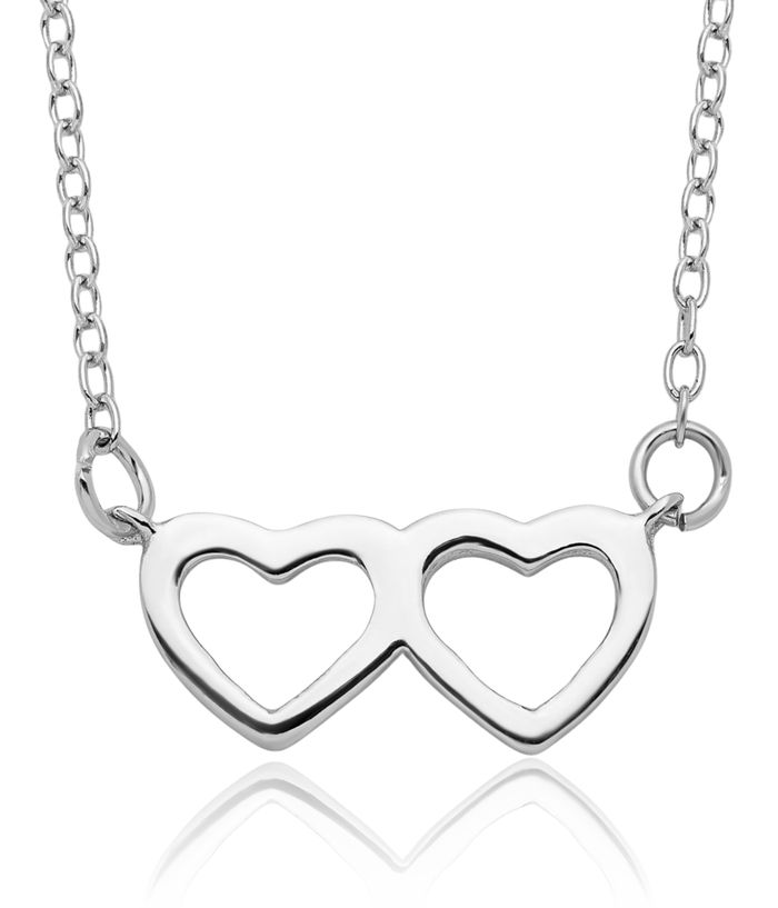 925 Sterling Silver Double Heart Necklace Love Pendant Friendship Charm Chain