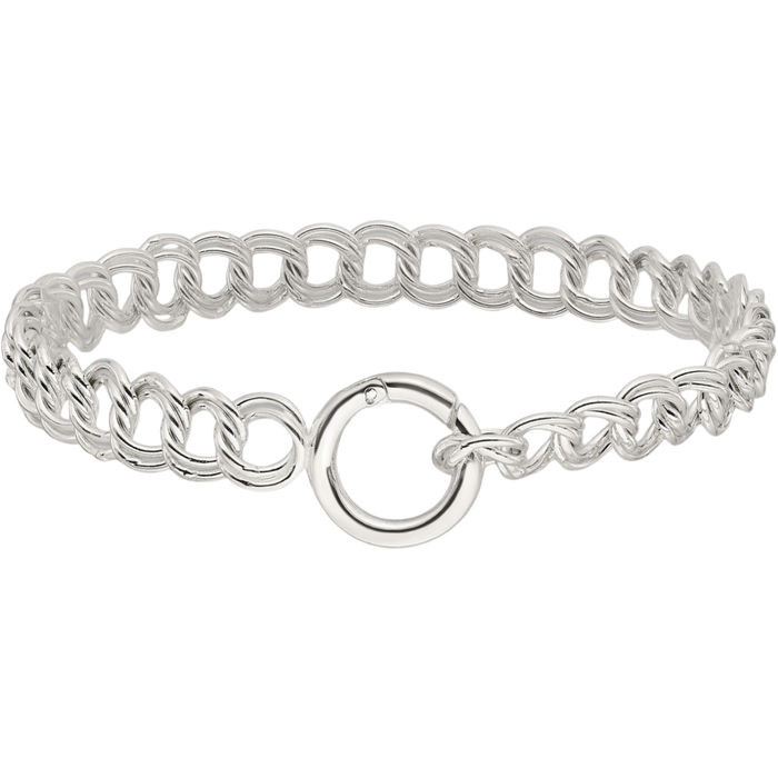 925 Sterling Silver Double Link Charm Bracelet