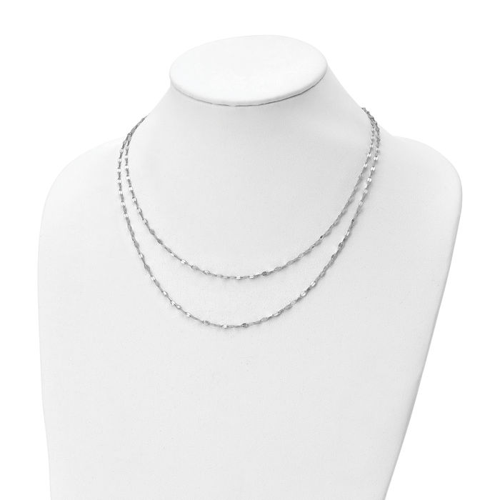 925 Sterling Silver Double Strand Chain Layering Necklace