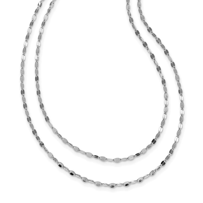 925 Sterling Silver Double Strand Chain Layering Necklace