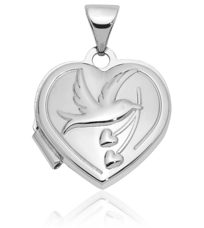 925 Sterling Silver Dove Symbol Peace Love Holy Spirit Together Forever Reversible Heart Personalized Photo Locket Necklace Picture Pendant Charm