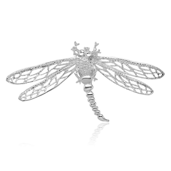 925 Sterling Silver Dragonfly Antique Filigree Wings Slide Chain Necklace Pendant Charm