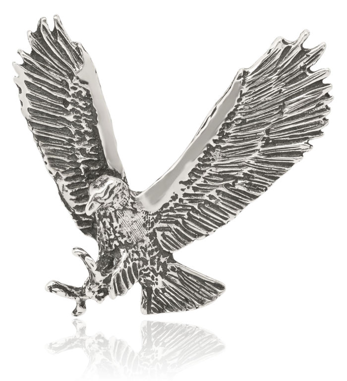 925 Sterling Silver Vintage Eagle Symbol of Strength Freedom Hawk Bird Floating Chain Slide Pendant Necklace Charm