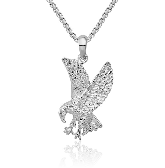 925 Sterling Silver Eagle Symbol of Strength Freedom Hawk Bird Necklace Chain Pendant Charm