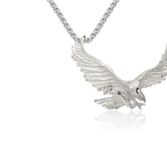 925 Sterling Silver Eagle Symbol of Strength Freedom Hawk Bird Necklace Chain Pendant Charm