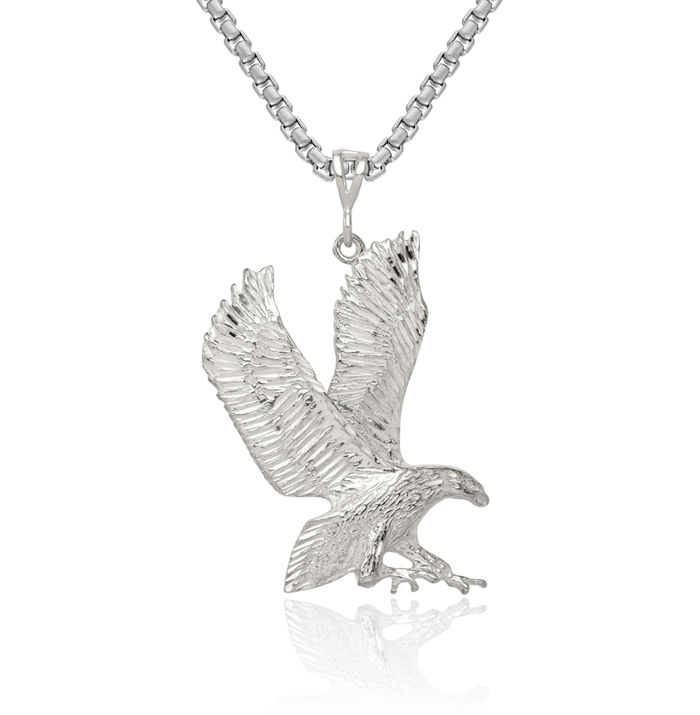 925 Sterling Silver Eagle Symbol of Strength Freedom Hawk Bird Necklace Chain Pendant Charm