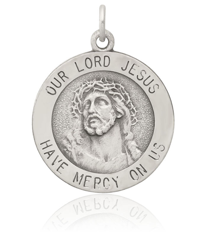 925 Sterling Silver Vintage Ecce Homo Jesus Christ Head Medal Necklace Religious Chain Pendant Christian Faith Charm