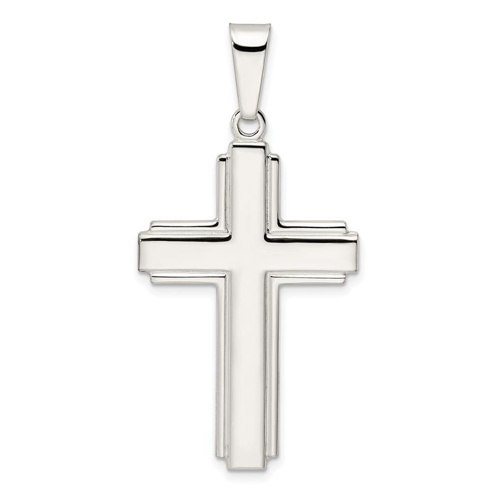 925 Sterling Silver Edge Cross Necklace