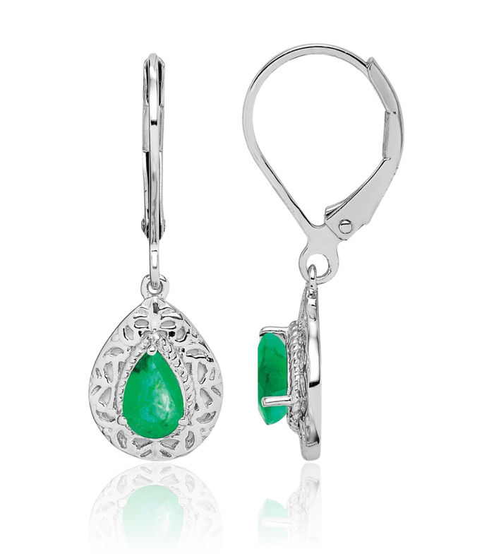 925 Sterling Silver Green Emerald Teardrop Drop Dangle Earrings Pear Gemstone May Birthstone Jewelry