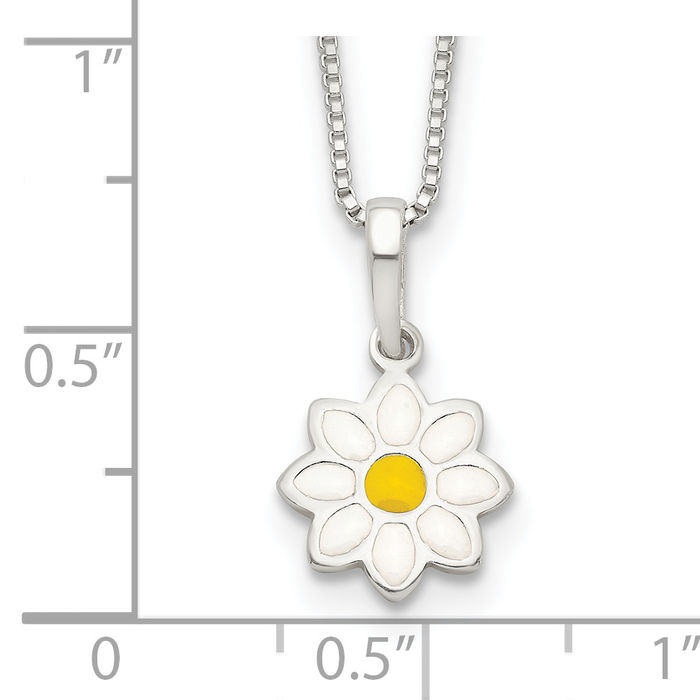 925 Sterling Silver Yellow White Flower Chain Necklace