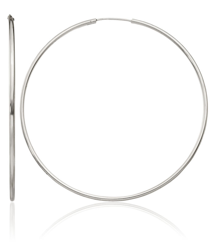 925 Sterling Silver Endless Round Extra Large Hoop Earrings