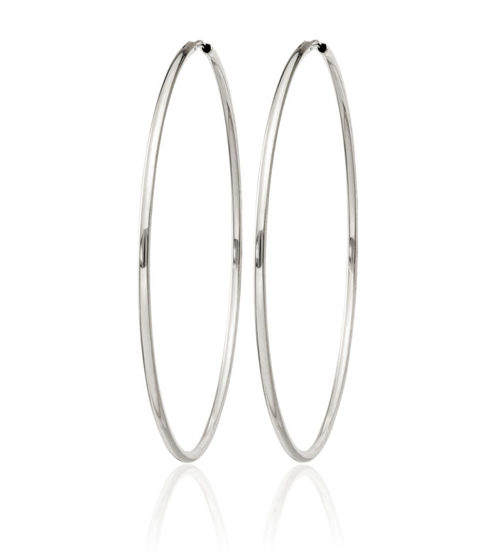 925 Sterling Silver Endless Round Large Hoop Earrings
