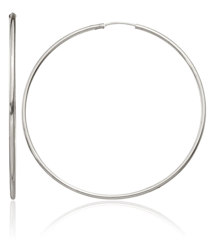 925 Sterling Silver Endless Round Large Hoop Earrings