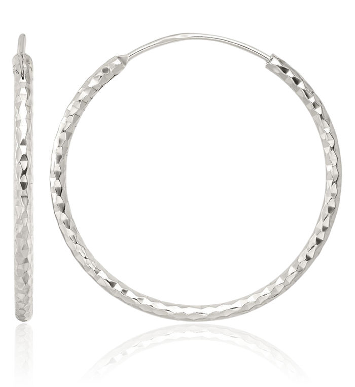 925 Sterling Silver Endless Round Medium Hoop Earrings