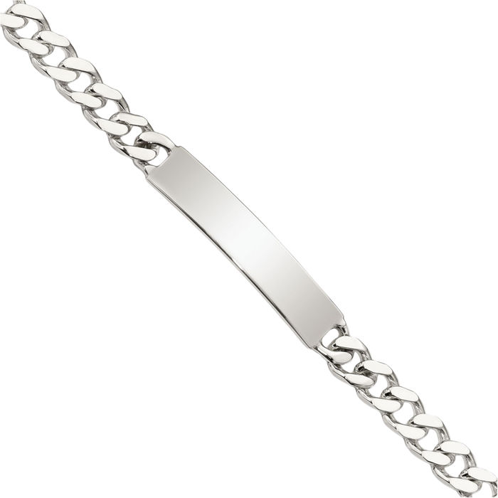 925 Sterling Silver Engraveable Curb Link Name Bar Identification ID Bracelet