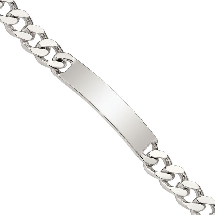 925 Sterling Silver Engraveable Curb Link Name Bar Identification ID Bracelet