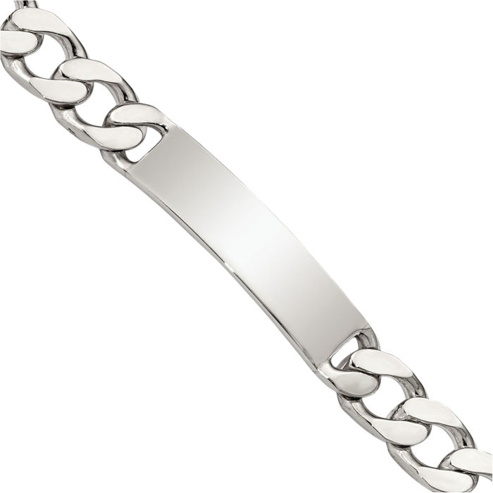 925 Sterling Silver Engraveable Curb Link Name Bar Identification ID Bracelet