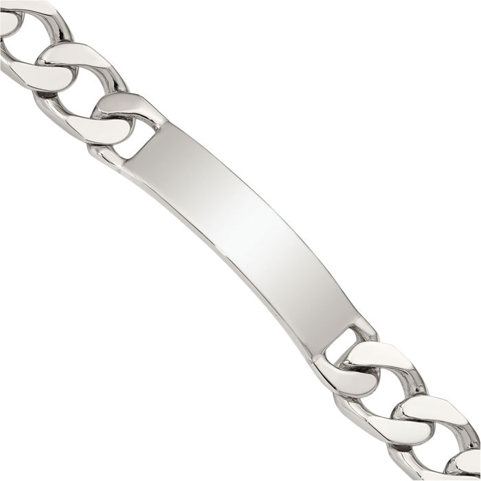 925 Sterling Silver Engraveable Curb Link Name Bar Identification ID Bracelet