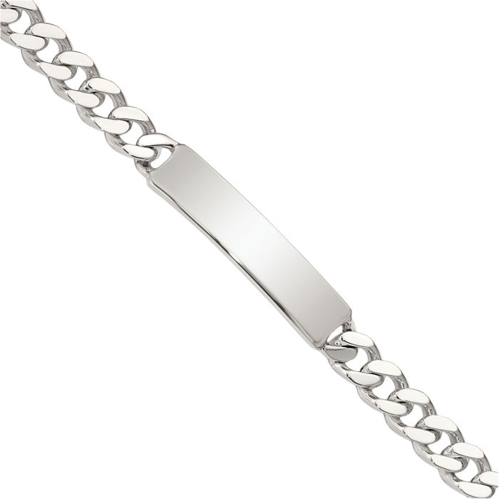 925 Sterling Silver Engraveable Curb Link Name Bar Identification ID Bracelet