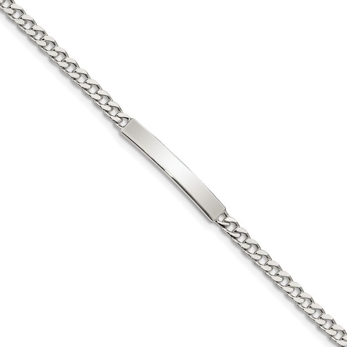 925 Sterling Silver Engraveable Curb Link Name Bar Identification ID Bracelet