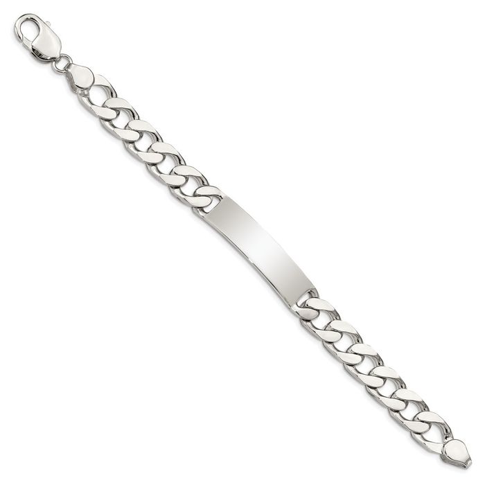 925 Sterling Silver Engraveable Curb Link Name Bar Identification ID Bracelet