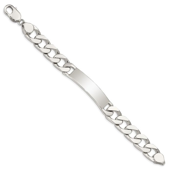 925 Sterling Silver Engraveable Curb Link Name Bar Identification ID Bracelet