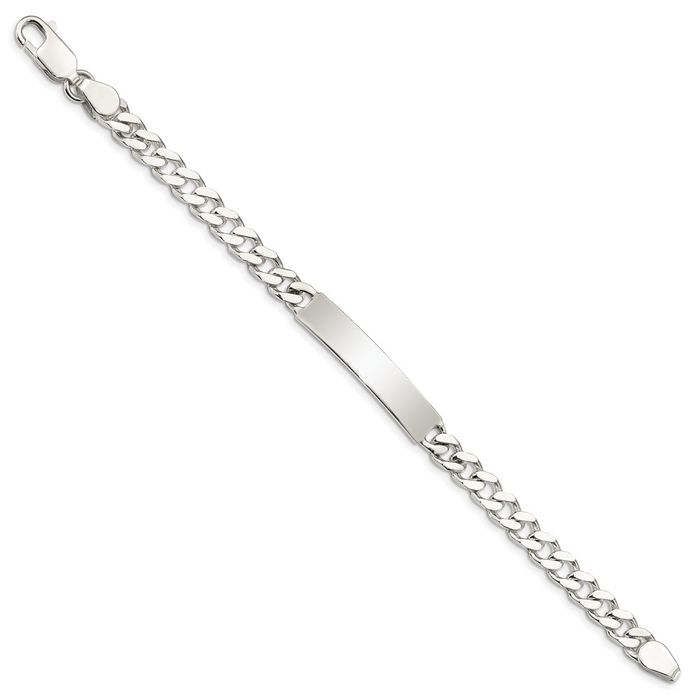 925 Sterling Silver Engraveable Curb Link Name Bar Identification ID Bracelet