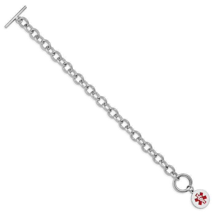 925 Sterling Silver Engraveable Disc Medical Alert Name Bar Identification ID Bracelet