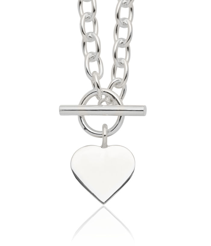 925 Sterling Silver Engraveable Heart Chain Necklace