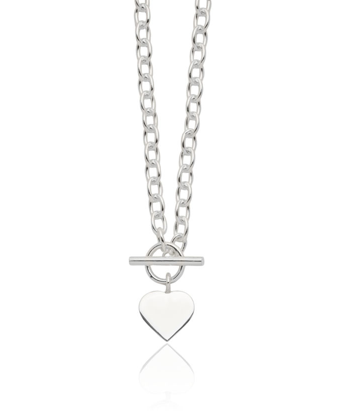 925 Sterling Silver Engraveable Heart Chain Necklace