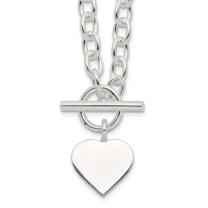 925 Sterling Silver Engraveable Heart Chain Necklace