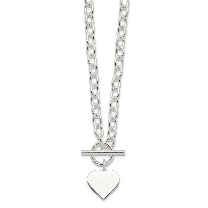 925 Sterling Silver Engraveable Heart Chain Necklace