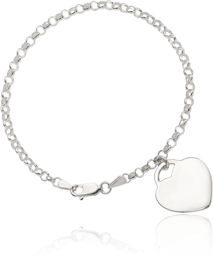 925 Sterling Silver Engraveable Heart Charm Bracelet