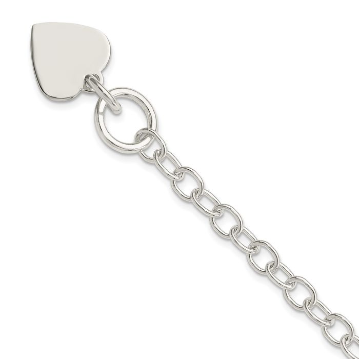 925 Sterling Silver Engraveable Heart Charm Bracelet