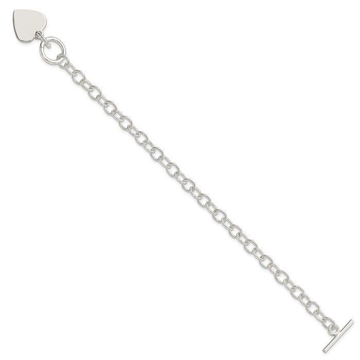 925 Sterling Silver Engraveable Heart Charm Bracelet