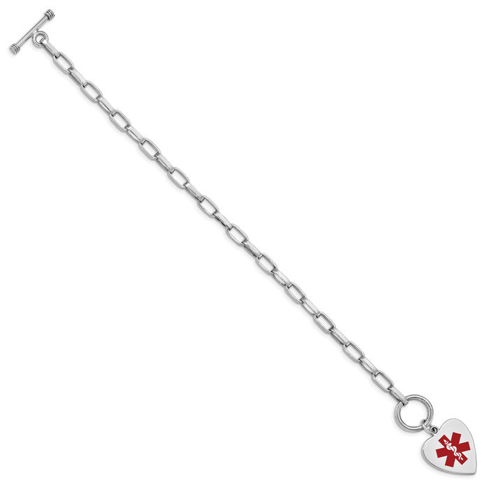 925 Sterling Silver Engraveable Heart Medical Alert Name Bar Identification ID Bracelet